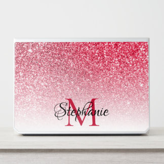 Bokeh Red Glitter Photo White Ombre Monogram HP Laptop Skin