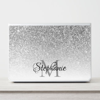 Bokeh Silver Glitter Photo White Ombre Monogram HP Laptop Skin