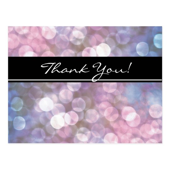 Bokeh sparkle lights trendy event thank you postcard | Zazzle.com