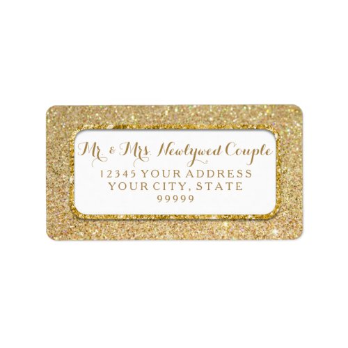 Bokeh Sparkle Script Gold Glitter Rounded Corners Label