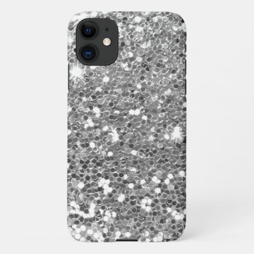 Bokeh Sparkles Faux Silver Glittery iPhone 11 Case