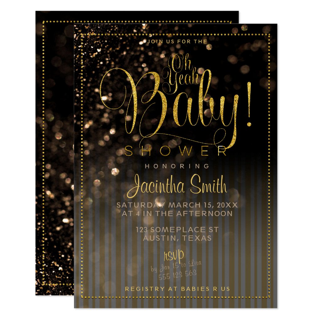 glam baby shower invitations