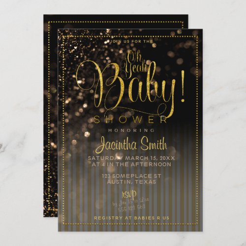 Bokeh Stripes Glam Baby Shower  Oh Yeah Baby Invitation