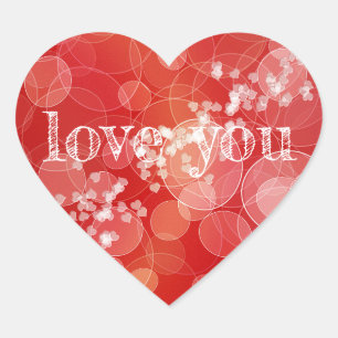 Bokeh style red gradient texture heart sticker
