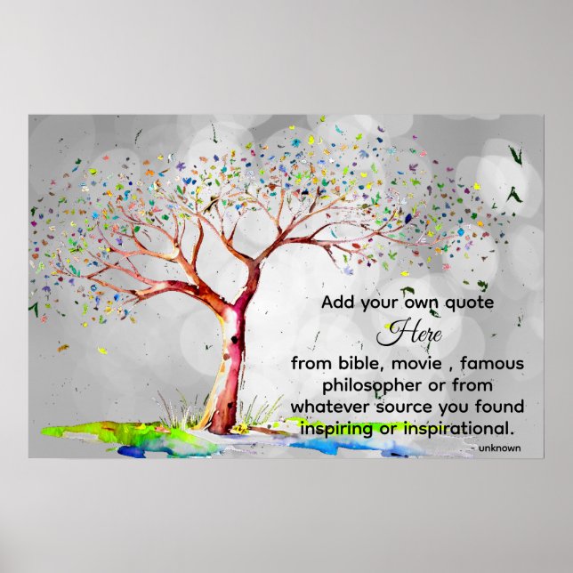 *~* Bokeh Tree AP81 Artistic Ethereal DIY Quote Poster (Front)