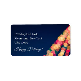 Bokeh Tree Lights, Christmas Label