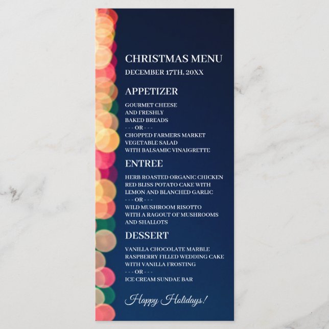 Bokeh Tree Lights, Christmas Menu (Front)
