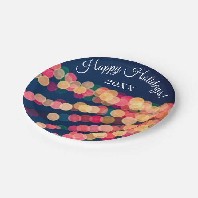 Bokeh Tree Lights, Christmas Paper Plates (Angled)