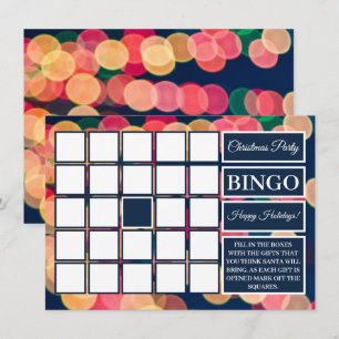 Bokeh Tree Lights, Christmas Party Bingo Invitation