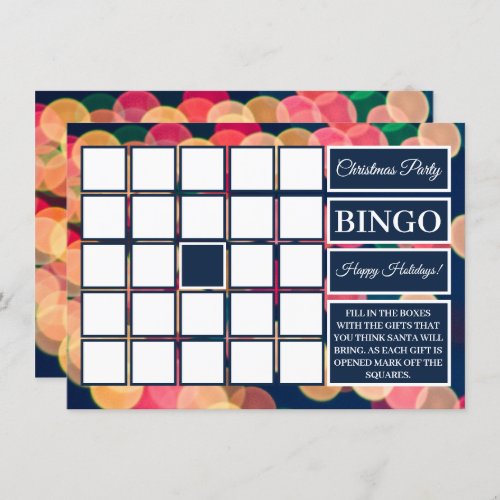 Bokeh Tree Lights Christmas Party Bingo Invitation