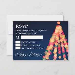 Bokeh Tree Lights, Christmas RSVP Card
