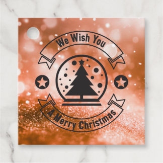 Bokeh We Wish You a Merry Christmas Favor Tags
