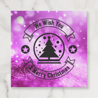 Bokeh We Wish You a Merry Christmas Favor Tags