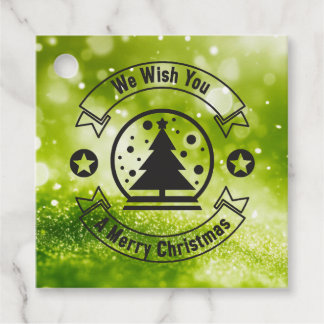 Bokeh We Wish You a Merry Christmas Favor Tags