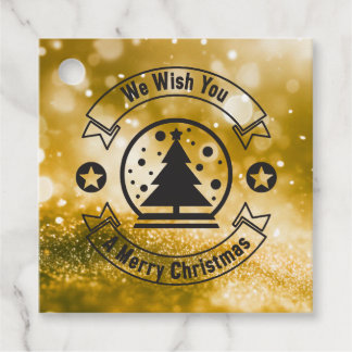 Bokeh We Wish You a Merry Christmas Favor Tags