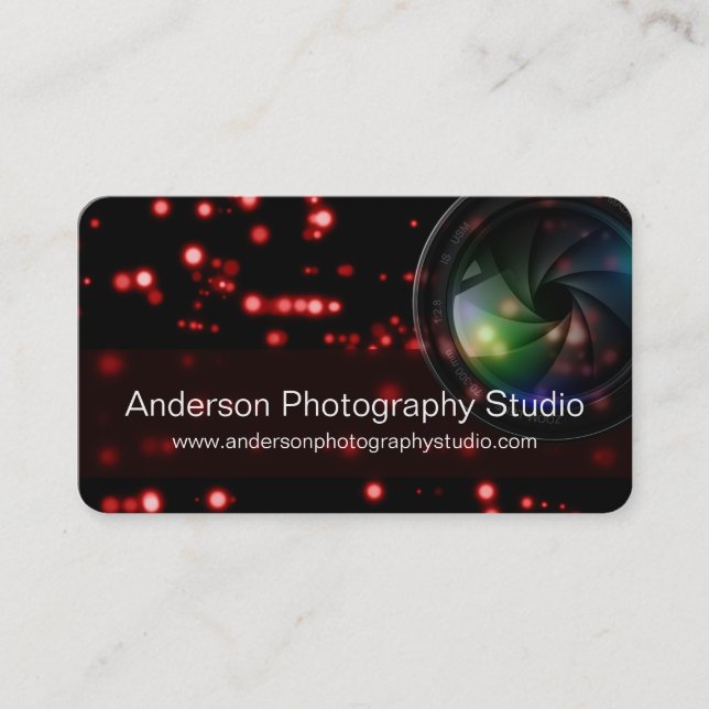 Bokeh & Zoom Lens Photographer Business Card D16 (Front)