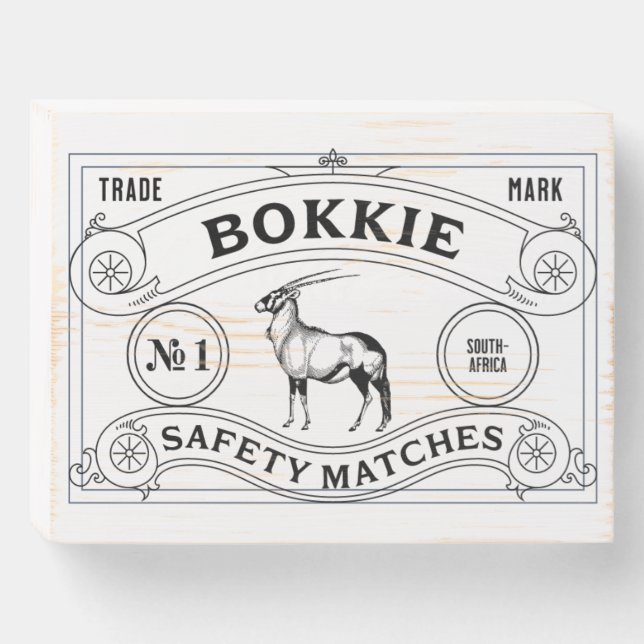 Bokkie Safety Matches Wooden Box Sign (Front Horizontal)