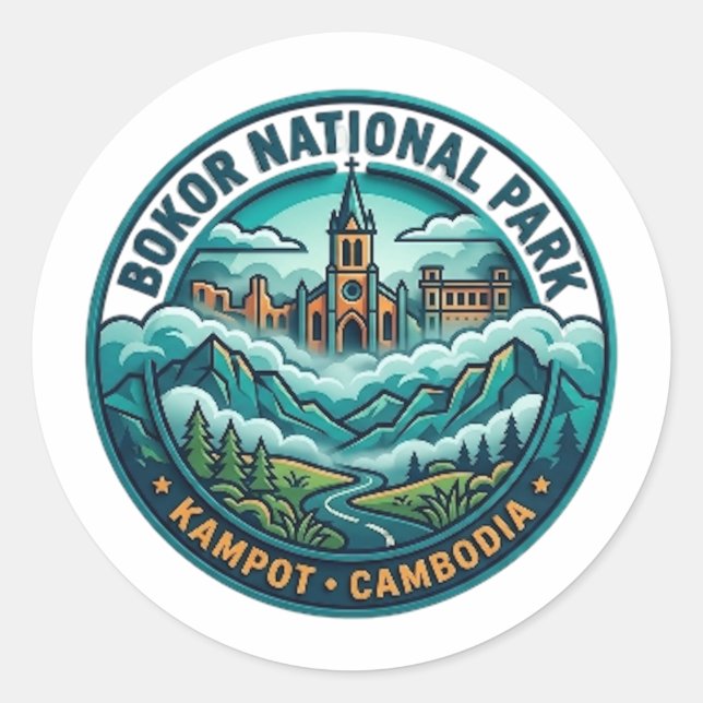 BOKOR NATIONAL PARK CLASSIC ROUND STICKER (Front)