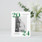 Bold 2023 Green Lettering Photo Graduation Party Invitation Postcard (Standing Front)
