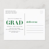 Bold 2023 Green Lettering Photo Graduation Party Invitation Postcard (Back)