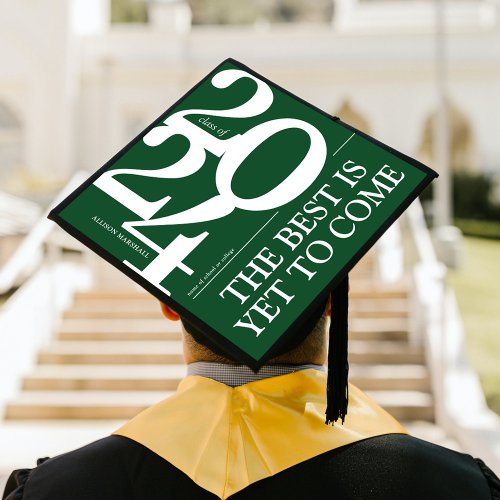 Bold 2024 Elegant Green Graduation Cap Topper
