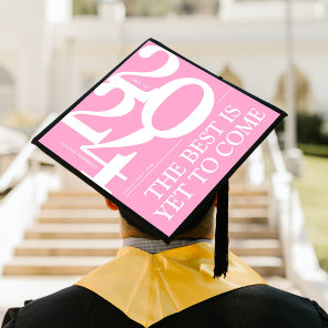 Bold 2024 Pretty Pink Graduation Cap Topper
