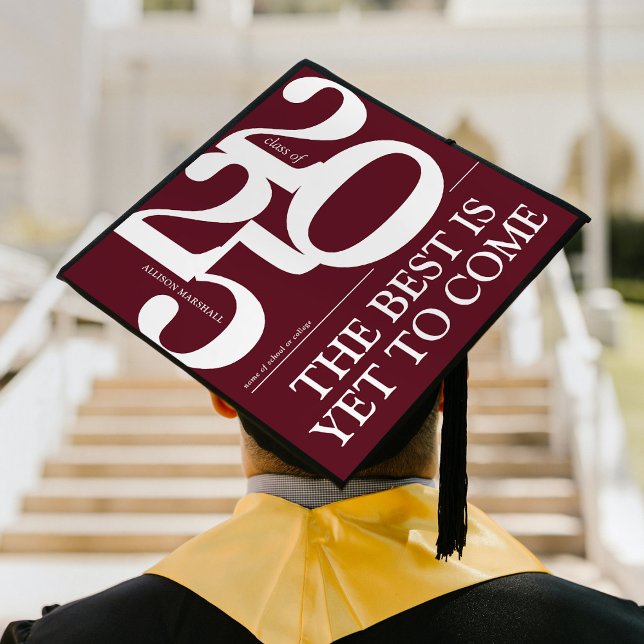 Bold 2025 Elegant Burgundy Graduation Cap Topper (Creator Uploaded)