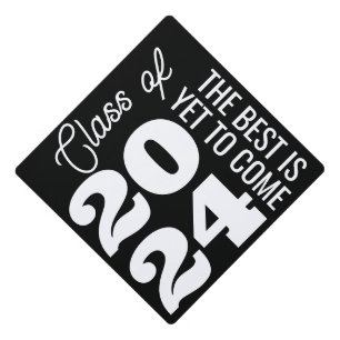 Bold 2026 Elegant Black White Graduation Cap Topper