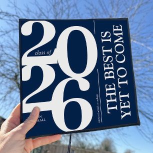 Bold 2026 Elegant Blue Graduation Cap Topper