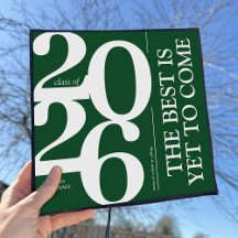 Bold 2026 Elegant Green Graduation Cap Topper