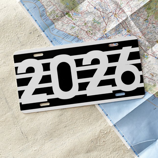 Bold 2026 License Plate Design ("Bold numbers, timeless style - 2026 in black and white")