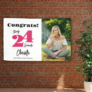 Bold 2026 Pink Congrats Graduate Photo Banner