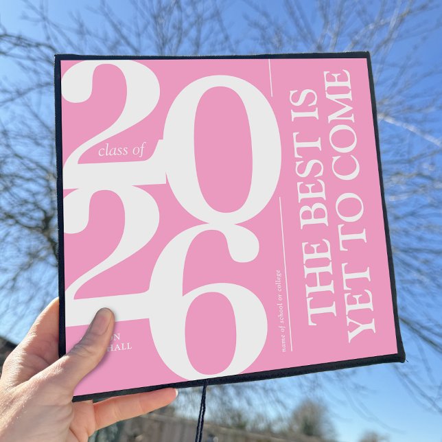 Bold 2026 Pretty Pink Graduation Cap Topper (Creator Uploaded)