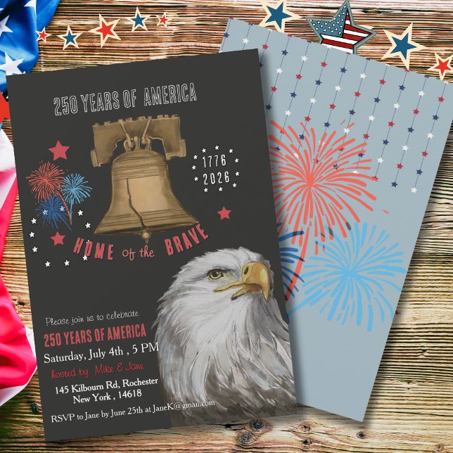 Bold 250th Anniversary Patriotic Eagle & Liberty  Invitation (Bold 250th Anniversary Patriotic Eagle & Liberty Invitation)