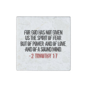 Bold 2 Timothy 1:7 Stone Magnet