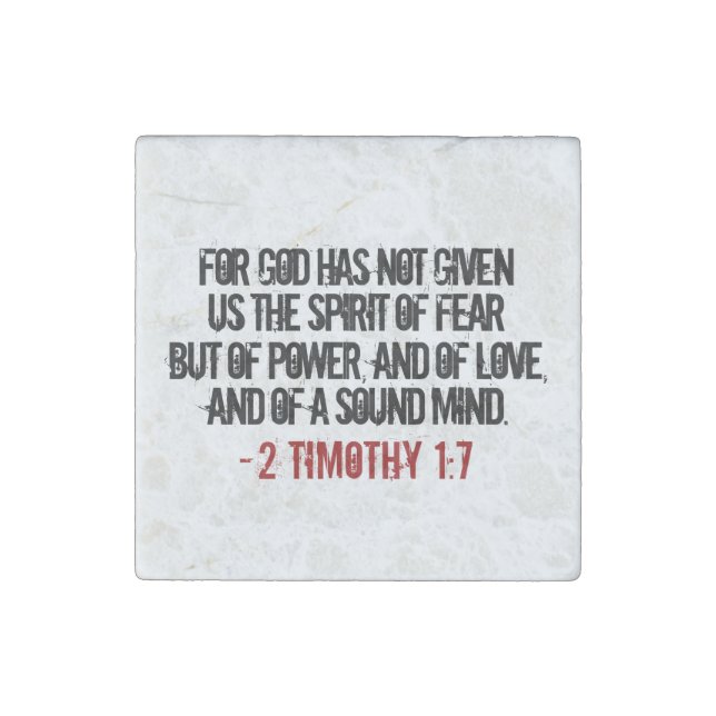 Bold 2 Timothy 1:7 Stone Magnet (Front)