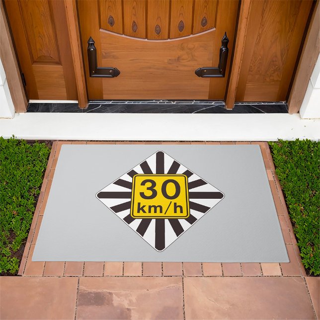 Bold 30 kmh Speed Limit Sunburst Traffic Sign Doormat (Creator Uploaded)
