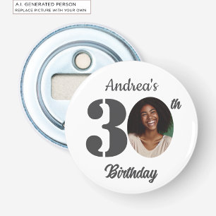 Bold 30th Birthday Party Photo Favor Bottle Opener