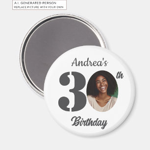 Bold 30th Birthday Party Photo Favor Magnet