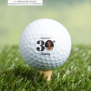 Bold 30th Birthday Party Photo Golf Balls