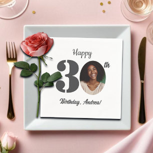 Bold 30th Birthday Party Photo Napkins