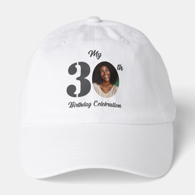 Bold 30th Birthday Photo  Hat (Front)