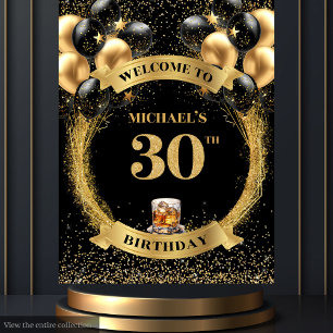 Bold 30th Man Birthday Whiskey Birthday Photo Back Tapestry