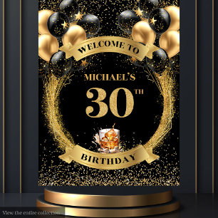 Bold 30th Man Birthday Whiskey Celebration Backdro Tapestry