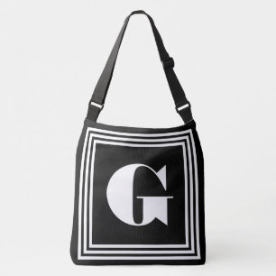 Bold 3 Frame Monogram Black & White Crossbody Bag