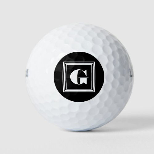 Bold 3 Frame Monogram  Black  White Golf Balls