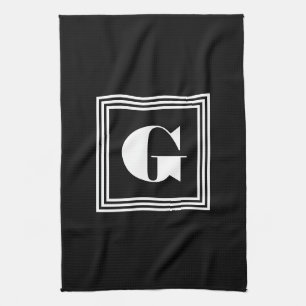 Bold 3 Frame Monogram Black & White Kitchen Towel
