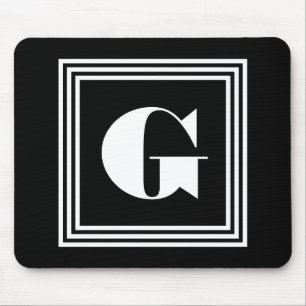 Bold 3 Frame Monogram   Black & White Mouse Pad