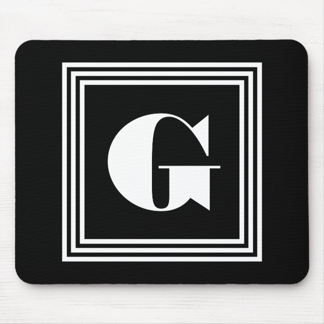 Bold 3 Frame Monogram | Black & White Mouse Pad (Front)