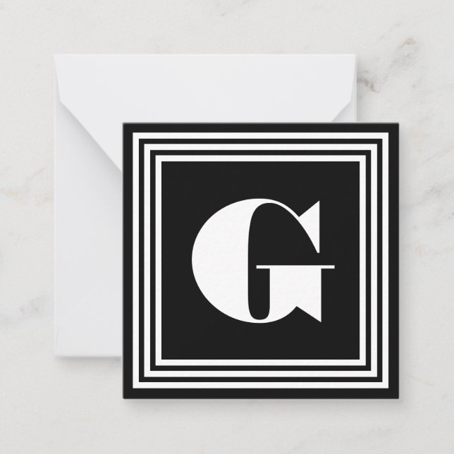 Bold 3 Frame Monogram | Black & White Note Card (Front)